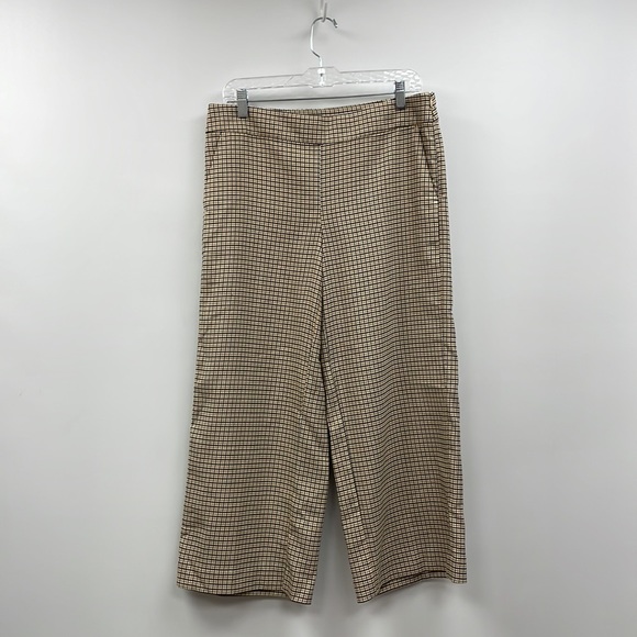 Ann Taylor LOFT Plaid High Rise Wide Leg Trouser Crop Pant Preppy Academia 6 - Picture 3 of 11